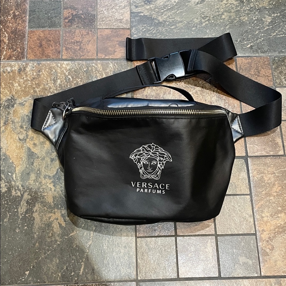 Versace Black Belt Bag with Logo